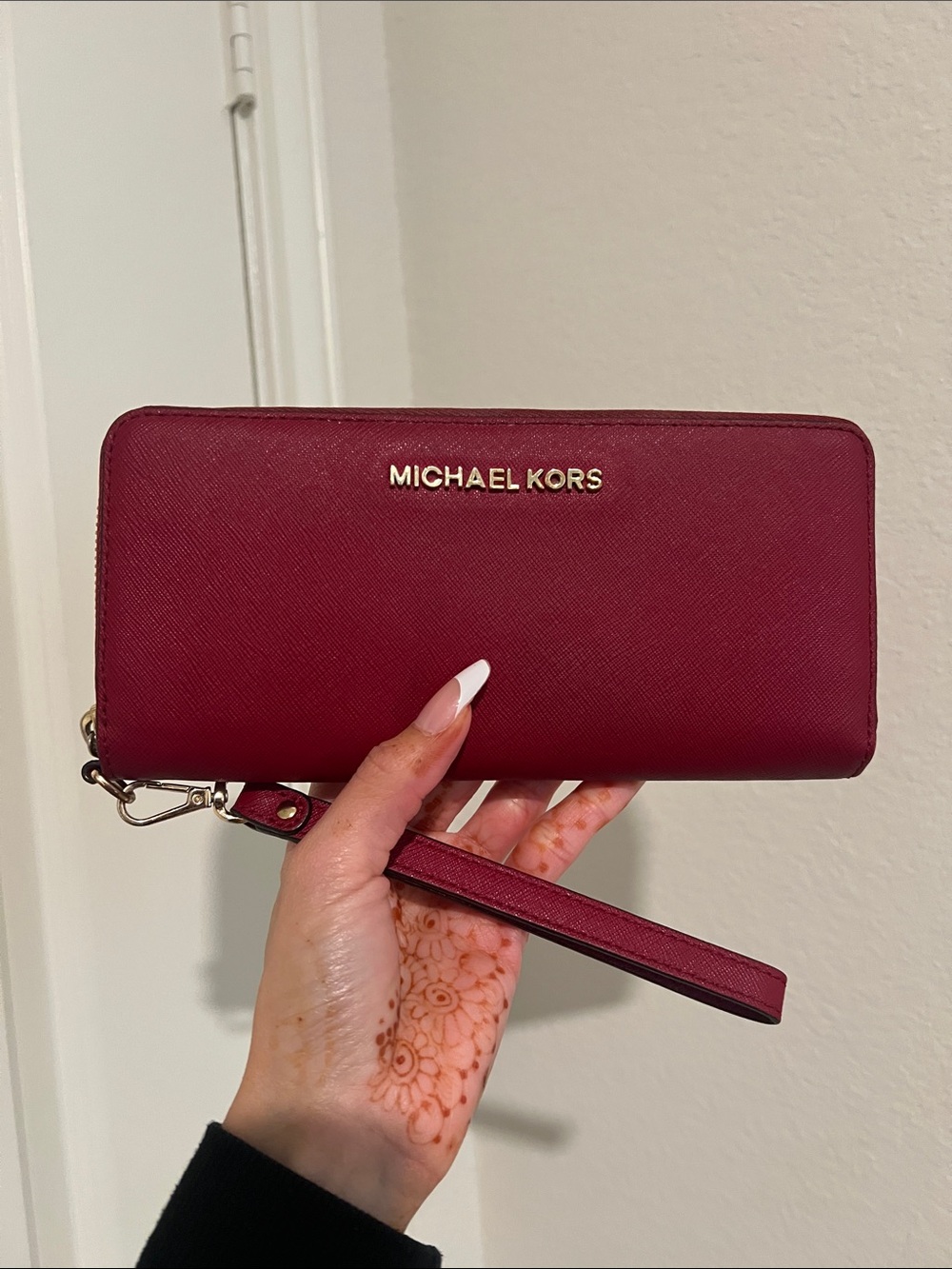 Michael kors saffiano red leather wallet